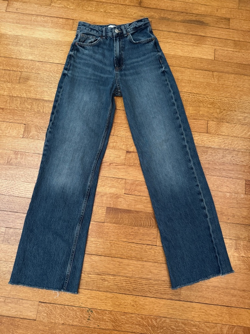 ZARA Women’s Dark Blue Wide-Leg Jeans
